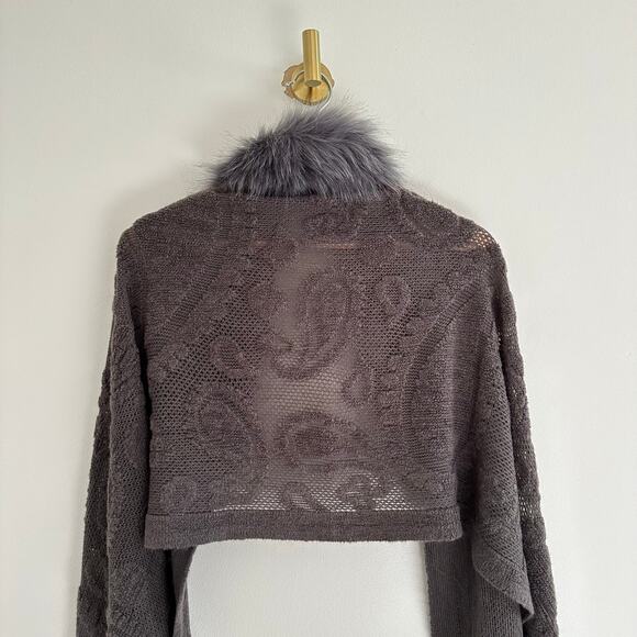 Cashmere Rabbit Fur Neck Warmer Wrap Gray One Size - Picture 10 of 10